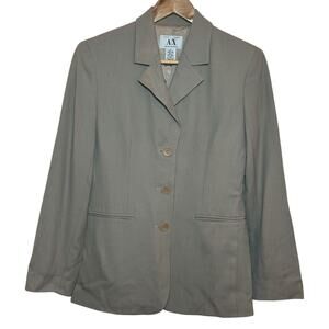 Y2K A/X Armani Exchange Size 4 Tan 3 Button Tailored Look Wool Blend Blazer